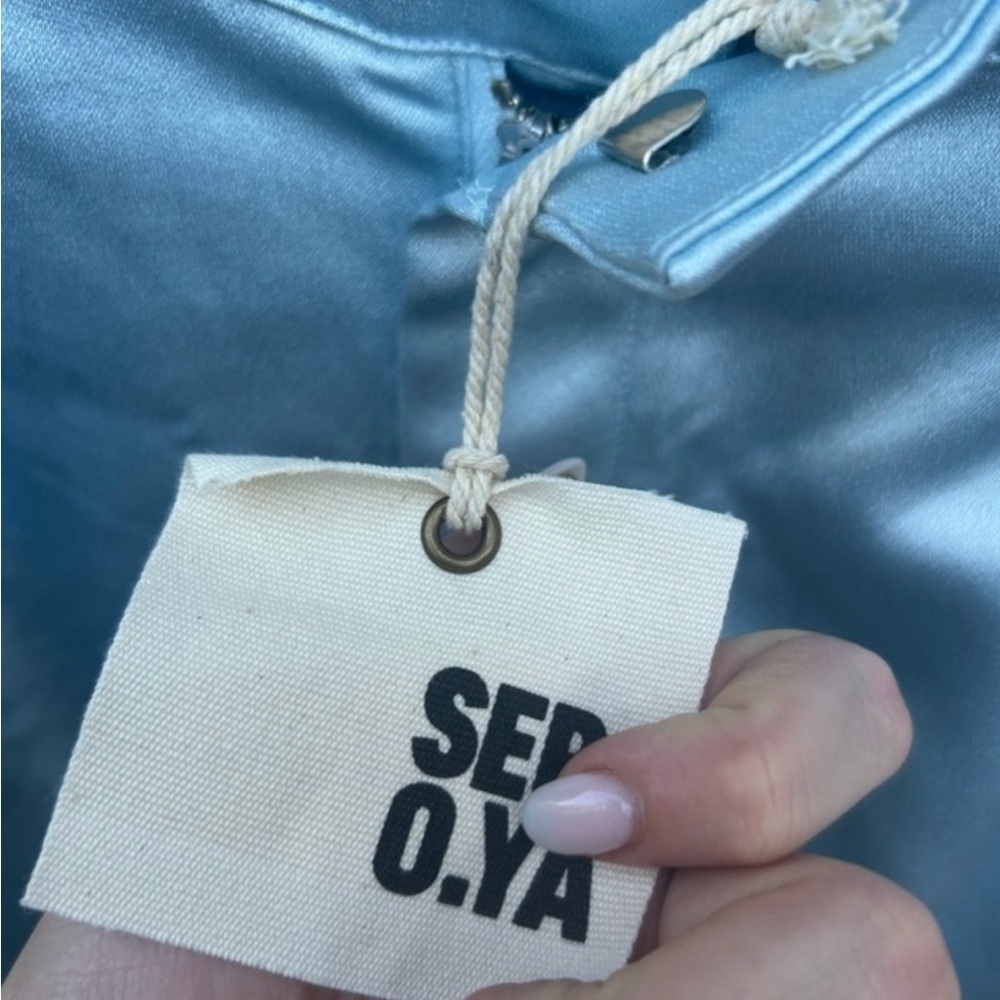 SER.O.YA Light Blue Satin Pants